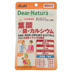 Asahi 朝日 Dear Natura Style葉酸&鐵&鈣補充錠, 1包, 120錠