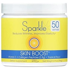 Sparkle Skin Boost No Flavor Verisol Collagen Peptides Protein Powder 비타민 C 보충 음료 2.8oz, 50-서브, 열렬한, 196g, 1개