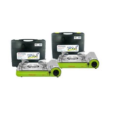 고화력 DELUXE 슬림 휴대용 가스렌지 MS-3500S x 2개 캠핑 가스버너 휴가철장비, 코팅연두, 2세트