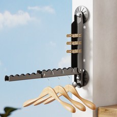 슈퍼인 접이식빨래건조대 무타공 강력 흡착 베란다 휴대용 여행 겸용, 다크그레이