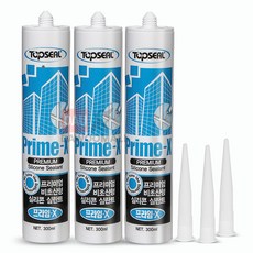 프리미엄 무초산 실리콘 프라임X 투명 3개 (노즐3개) 몰딩 걸레받이 베란다 샷시 창틀 접착 방수 실란트, 1세트