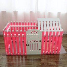 강아지 반려견 가림막 대형견 플라스틱 펜스 펫룸 견사, 1개, 피치 핑크+화이트 도어+화이트 반 상단