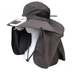 USB充電式電風扇遮陽帽, 圓形太陽帽深灰色