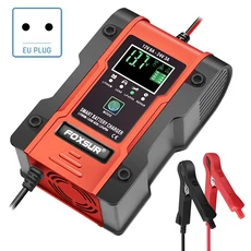 DARAM 자동차충전기 12A 자동차 배터리 충전기 12V 24V 및 유지 보수 AGM GEL WET 리튬 LiFePO4 용 자동 카충이, Red EU Plug, 1개