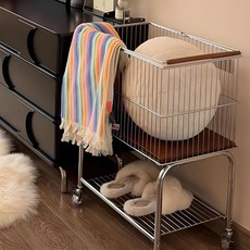 마치홈 이동식 철제 트롤리 빨래바구니, 실버