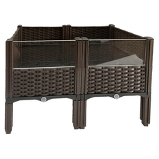 偉特鸚鵡 烏龜飼養箱 透明片款雙五聯, 棕方格 架高透明款雙二聯, 1套