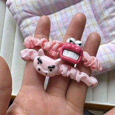 doly 卡通可愛蠟筆小新髮圈手鏈二合一髮飾 甜美閨蜜學生頭繩