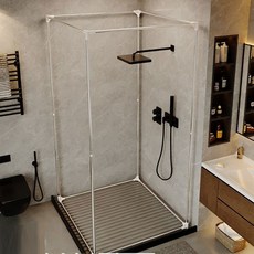 方形保暖洗澡帳 冬天防寒淋浴房罩 防水 持續恆溫45°C, 長100x寬100x高200cm, 1套