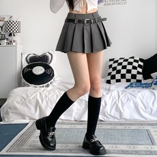 [빈티지힙/2col] 메카 로우 플리츠 미니 스커트 벨트 세트