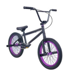 18인치 BMX자전거 익스트림 입문용 스턴트 묘기 액션 블랙 퍼플, 블랙 퍼플 무한회전 핸들