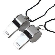 BORNLIFE 1+1 메탈 호루라기 호신용품 호각 호루라기목걸이 심판 휘슬, 1개, 실버, 1+1할인( 총2개 )