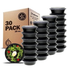Freshware 밀프렙 용기 뚜껑 포함 [15팩] 3칸 식품 보관 용기 도시락 상자 BPA 프리 쌓을 수 있음 전자레인지/식기세척기/냉동고 사용 가능 (946.4ml, 28OZ-30PK, 28OZ-30PK