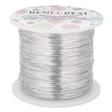 260m 원형 알루미늄 와이어 스풀 포함 쥬얼리 제작 DIY 수공예품 은색 0.6mm, 1세트