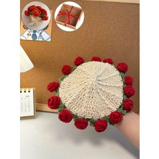 꽃다발 담요 DIY 선물 뜨개질 실뜨기 키트 재료, 리본 선물 상자 스타일 레드 리본 라피아, 1개