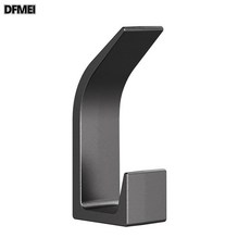 DFMEI 免打孔掛衣鉤創意牆壁衣櫃衣帽鉤衛生間毛巾掛勾門後衣服鞋櫃掛鉤, 1個, 高低鉤-黑色裸裝單個鉤:如圖