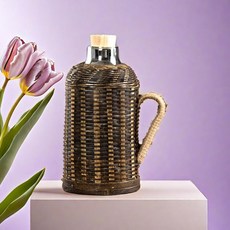 純手工竹編保溫壺 家用復古熱水瓶 茶室老式竹制保溫瓶玻璃內膽, 【小容量紫竹水壺】1.6升/白膽, 1個