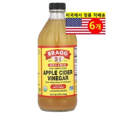 브래그 로우 언필터드 사과 식초, 473ml, 6개