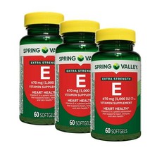 스프링밸리 비타민E 1000IU 엑스트라스트렝스 소프트젤 Spring Valley Vitamin E, 3개, 60정