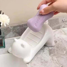 논슬립 북유럽풍 다용도 실리콘 비누 받침대 홀더 물빠짐 무타공 샤워기, 04-인디핑크, 1개