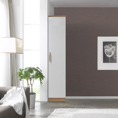 솜씨방 E0 라온 키높이 400 틈새옷장(이단봉형), 06-1_라온 키높이 400 틈새옷장(이단봉형), 오크화이트