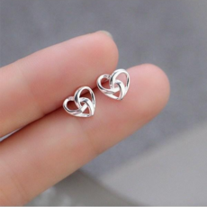 SUMMER韓 銀飾 999足銀 鏤心愛心耳環 韓國時尚銀飾品