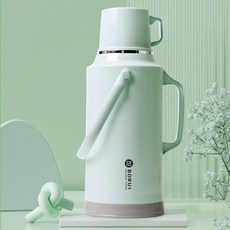 優選 新款熱水瓶 學生宿舍大容量保溫壺 家用玻璃內膽暖壺, 7140 Moxi綠（僅外殼）, 1個