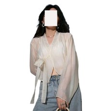 투명 여성 개량한복 블랙 개량 한복저고리 법복 계량 생활한복 절복 옷고름 여자 봄 시스루