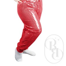 별별 레드 반짝이 바지 코스프레의상