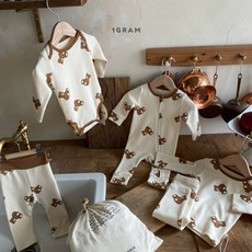 (세일)아이 핑크 바로배송 곰돌이지퍼올인원 일그램 우주복 신생아 3개월 6개월 12개월아기 우주복