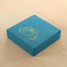 AIRASI 사각 쿠션 두꺼운 다다미 좌식 방석 메모리폼 큰 대형, 레이크 블루 자수_길이40 폭40 높이10 cm