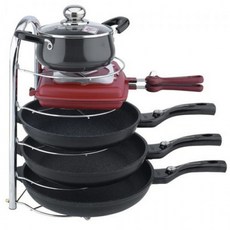 후라이팬 정리대(스틸도금) 리빙나이스 선반 주방용품 후라이팬수납