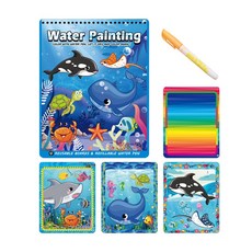 JoyBaby 兒童神奇魔法水畫冊，可循環塗鴉繪畫本，安全無毒，激發創意, 海洋世界-F, 1個