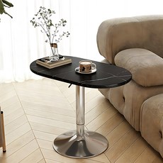 H N Quality Home 상판회전 높이조절 이동형 사이드 테이블 다용도, 블랙