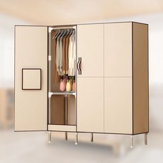 조립식 비키니옷장 자취 원룸 DIY 여닫이 옷걸이행거 msj03578uz, 더블 베이지, 본상품선택