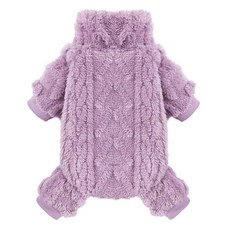 강아지 스웨터 플리스 터틀넥 겨울 강아지 옷 소형견 여아 남아용 따뜻한 플리스 강아지 파자마 우주복 애완동물 옷 강아지 스웨터 파자마 강아지 점프수트 강아지 의상 로즈 핑, Purple2