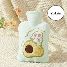 캐릭터 보온 물주머니+극세사커버 토끼아보카도 2L 생리통 찜질팩 핫팩, 1개