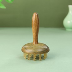 綠檀木羊角按摩梳, 綠檀木羊角齒 - 19齒, 1個