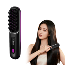 무선 빗 고데기 매직기 휴대용 충전식, 블랙