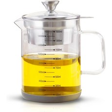 베이컨 기름 견과류 우유 두유 차 잔여물 및 다용도 스트레인을 위한 미세 메쉬 스트레인이 포함된 압도다르 50온스 유리 오일 스트레인 용기1.5리터