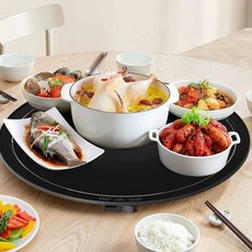 다이닝2구매직워머 플렉서블다이닝매직워머 전기 핫 보온 휴대용 플레이트 워머 푸드 플레이, E. 빅파이어 원형 보온판 블랙 46CM, 1개