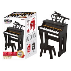 Kidmait 兒童音樂大師豪華版電子琴 (附椅子、腳架、電池、麥克風), 黑,(附電池,自行安裝-超取限1組), 1個