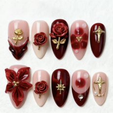 네일팁 16종, 1개, 5. 3D 로즈 1개, 5. 3D 로즈