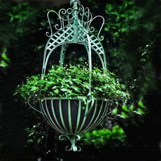 빈티지 행잉 화분 꽃 북유럽 인테리어 안뜰, 빈티지 그린 대형바구니, 1개