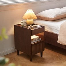 에코소라노 원목 다용도 사이드 테이블 침대옆 3단 협탁 거실 서랍장, 1개, WX-GZ3405 월넛(250mm)