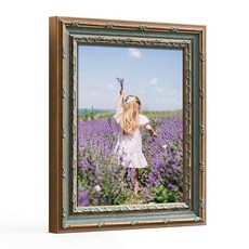 FOLKOR 20.3 x 25.4cm(8 x 10인치) 빈티지 벽 아트용 화려한 그림 프레임 20.3 x 25.4cm(8 x 10인치) 여행용 스냅샷 수채화 그림 동물 아트, 5x7인치, 블루 골드