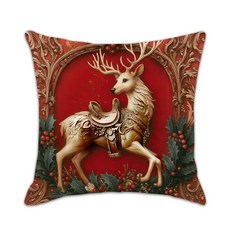 耶誕節抱枕套 亞麻卡通雪人麋鹿 居家客廳沙發靠墊套, 款式六,45*45cm