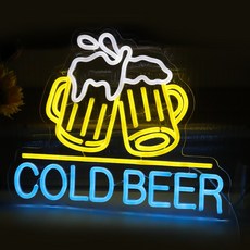 LED 네온사인 간판 호프집 COLD BEER 40*32.5 cm 무드등 장식등 밝기를 조절할 수 있습니다, BF-5V005