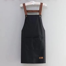 MigooHome 심플 방수 포켓 생활 앞치마 투피스, 6개, 검은색, 프리사이즈