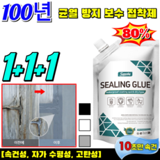 [10초 속건] 1/1+1속건성 자가 수평성 고탄성 균열 방지 보수 접착제 독일산 하이테크 접착제 지붕 바닥 균열 복원 보수제, 블랙 500ml*1
