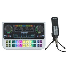 KOORFLY KF-X4 방송용 오디오 인터페이스 RGB 사운드카드 노이즈캔슬링 유튜브 마이크 세트, 화이트 (White), [탁상용세트] KF-X4 + 콘덴서 마이크 화이트 (White), [탁상용세트] KF-X4 + 콘덴서 마이크